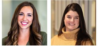 Two square portraits of FGMA Interior Designers Katie Corey and Erin Moyer.