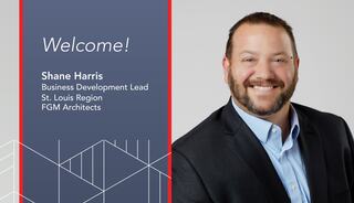 Portrait image of Shane Harris, FGM Architects' new Business Development Lead for the greater St. Louis Region, across Missouri and Southern and Central Illinois.