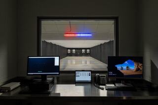 Downers Grove Police Department firing range as seen from the control room