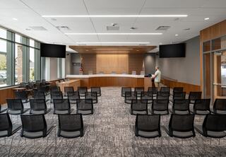 The Village of Downers Grove community gathering space where village hall meetings take place