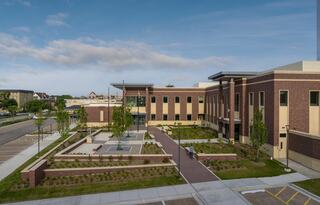Blackburn Civil Rights Plaza at the entrance to the new Downers Grove Civic Center