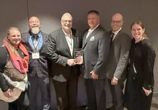 Group Photo at the 2025 AIA Awards ceremony for winning Honors for the Channahon fire station
