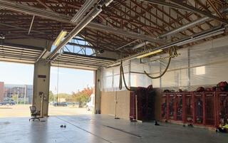 Interior view of the Maryland Heights Fire Protection District renovation in the apparatus bays.