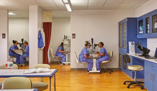 Health sciences training lab at Triton College where students practice clinical skills and diagnostic procedures in a simulated healthcare learning environment designed for allied health and workforce training programs.