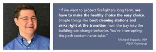 An architect emphasizes the need for accessible solutions to protect firefighters' health, highlighting design improvements for better safety.
