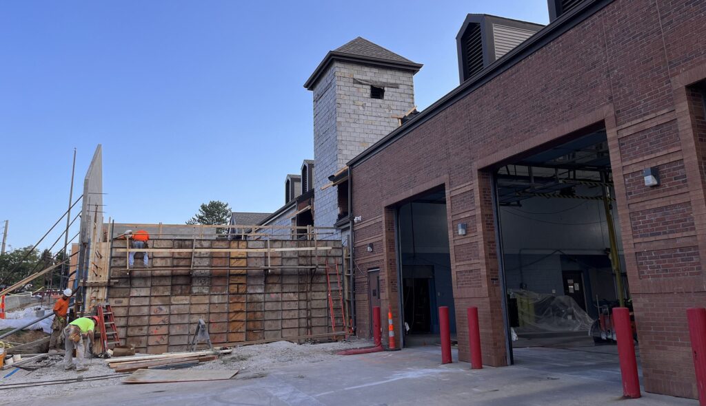 Exterior view of the Des Peres Public Safety Facility renovation designed by FGM Architects in progress.